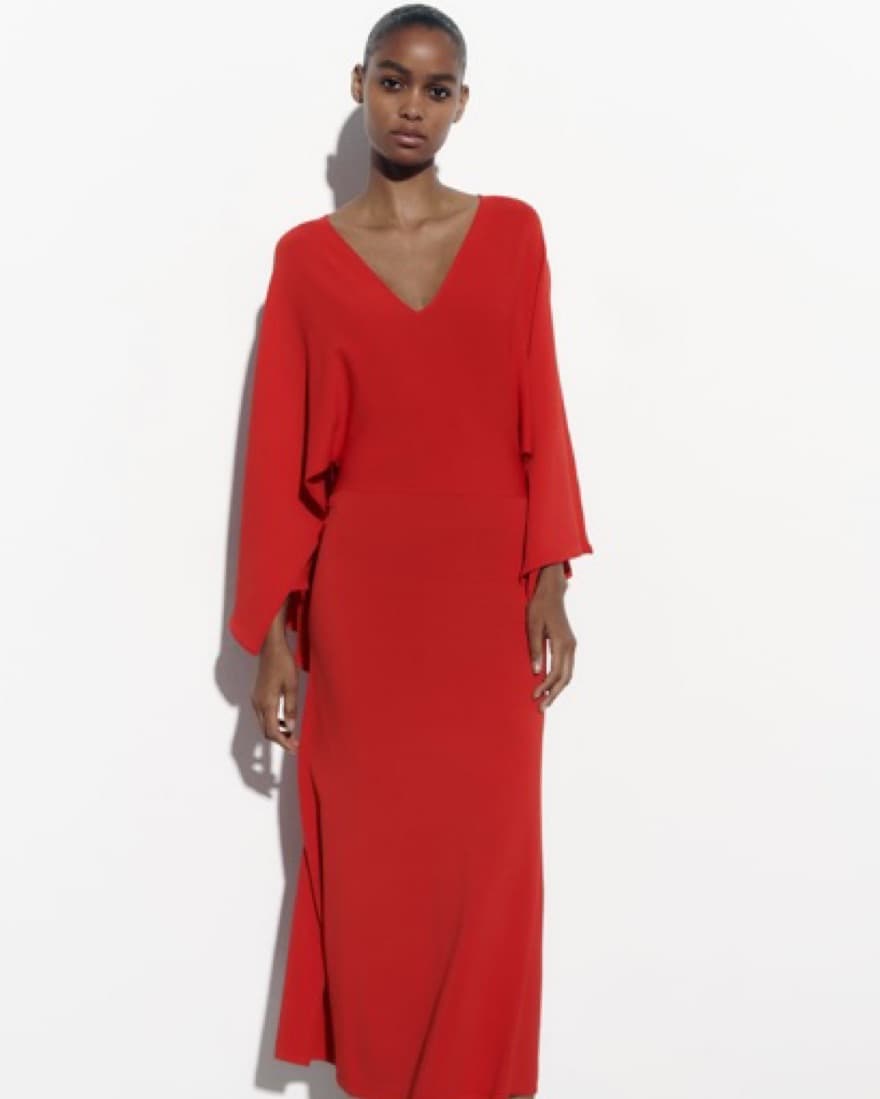 Red Zara Cap Sleeve Dress - Image 1