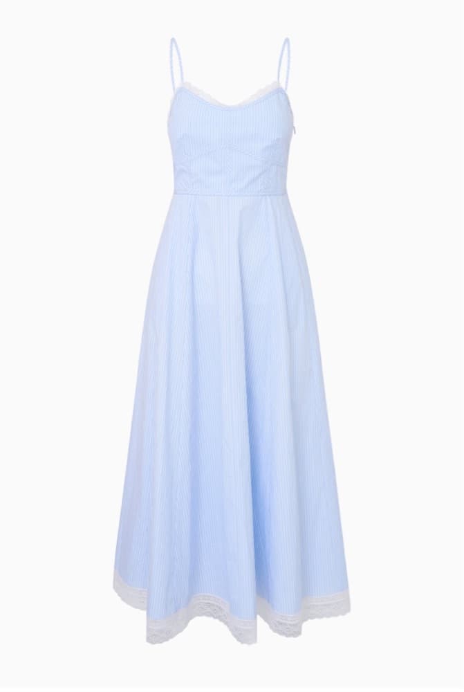LoveShackFancy Sandara Pinstripe Dress - Image 3