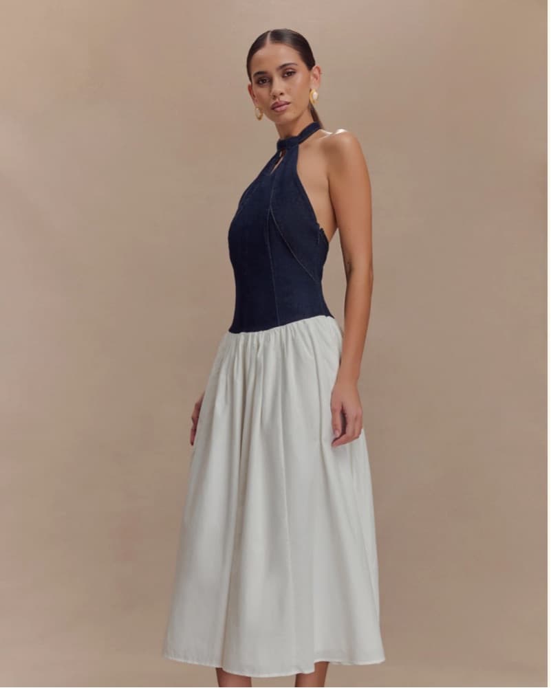 Ashwin Denim Cotton Midi Dress - Indigo  - Image 3
