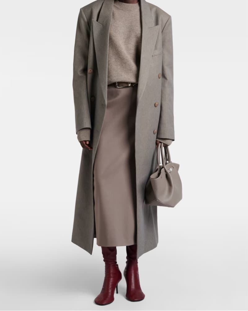 Sophisticated Taupe Midi Skirt - Image 2
