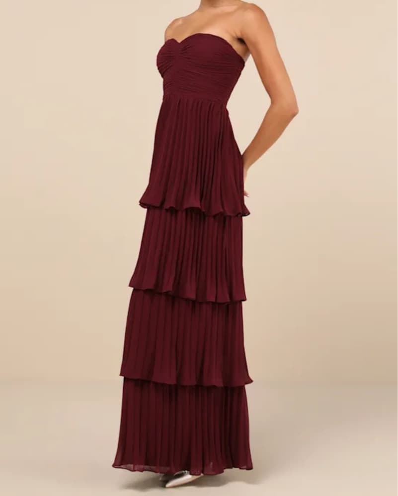 Lulus Burgundy Tiered Dress - Image 3