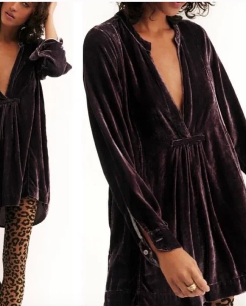 Free People Black Velvet Tunic  - Image 1