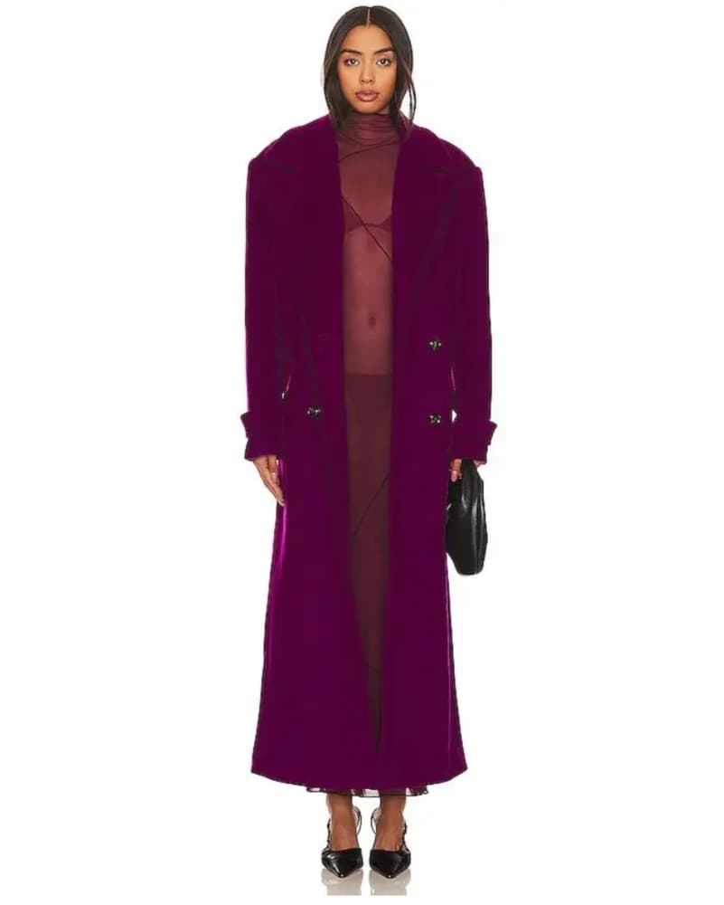 Deep Magenta Double Breasted Coat - Image 2