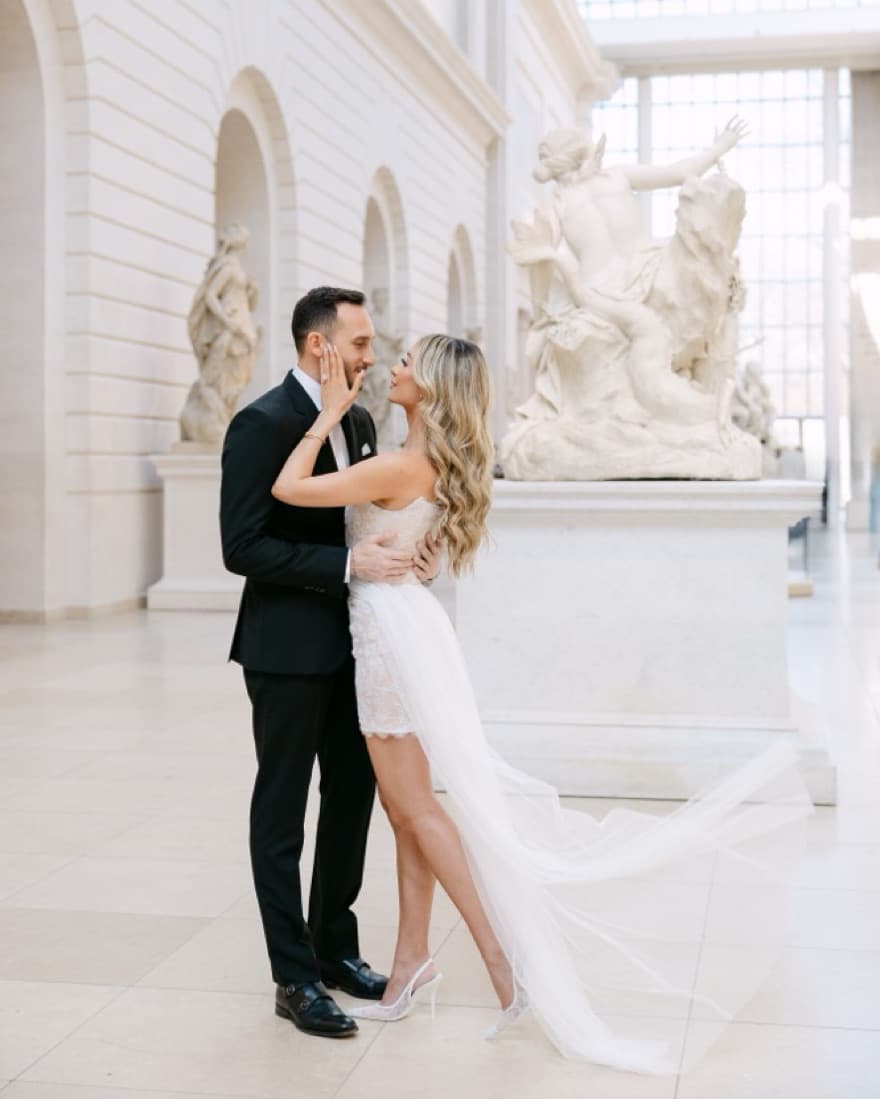 Sau Lee Reign Lace Bridal Mini Dress - Image 1