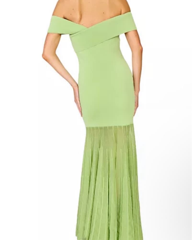 Line And Dot Off The Shoulder Dress - Image 3