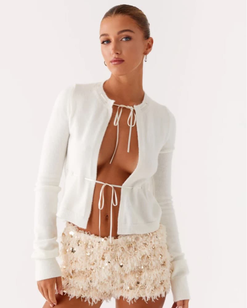 Feather White Sequin Sparkly Shorts - Image 4
