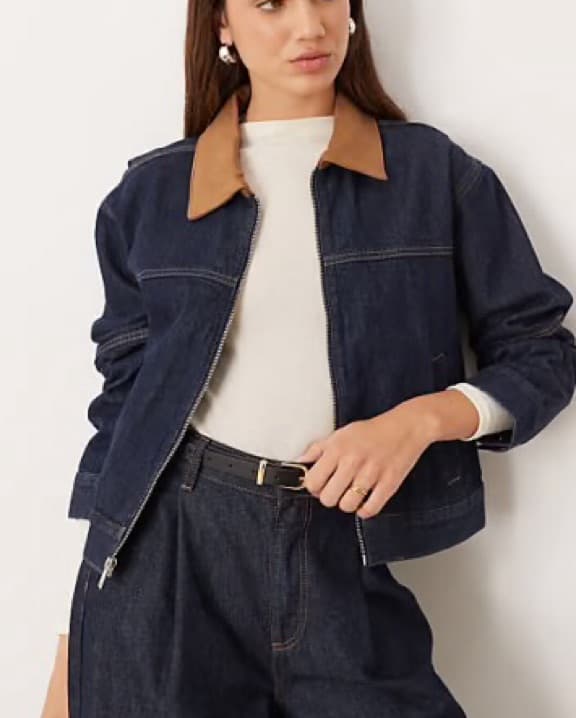 Jean Jacket W Brown Collar - Image 1