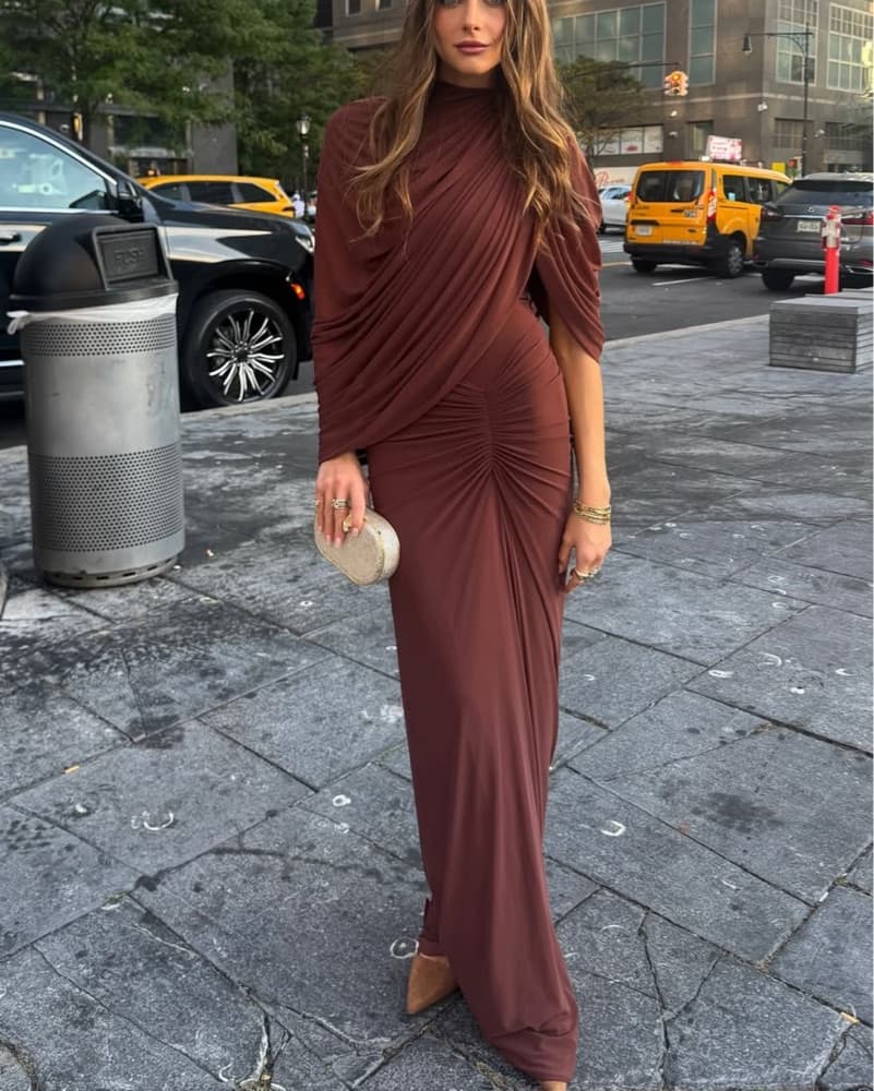 Deme Maxi Ruched Draped Dress - Image 4