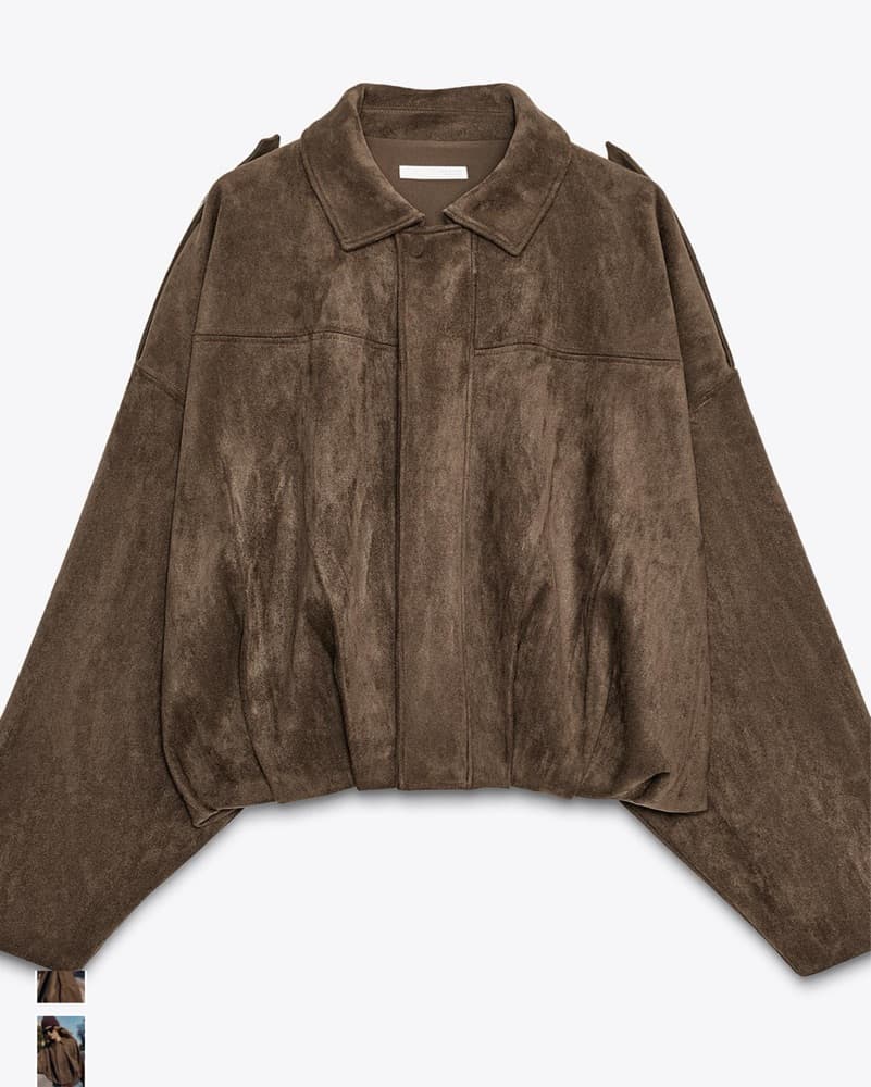 Zara Faux Suede Bomber Jacket - Image 1