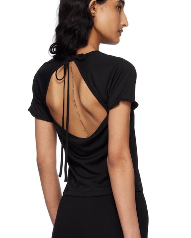 Black Frill Backless T Shirt  - Image 2