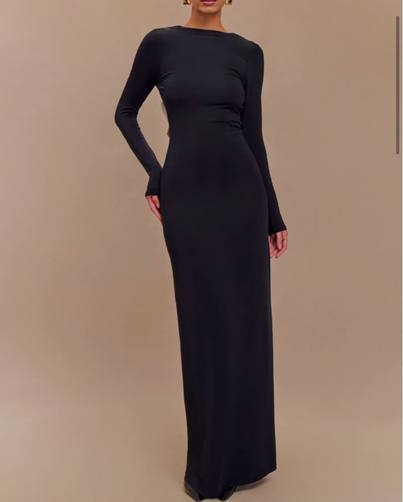 Meshki Jersey Gown w Bow Detail - Image 2