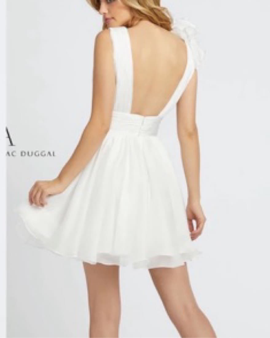 Ruffle Shoulder Mini Mac Duggal Dress - Image 2