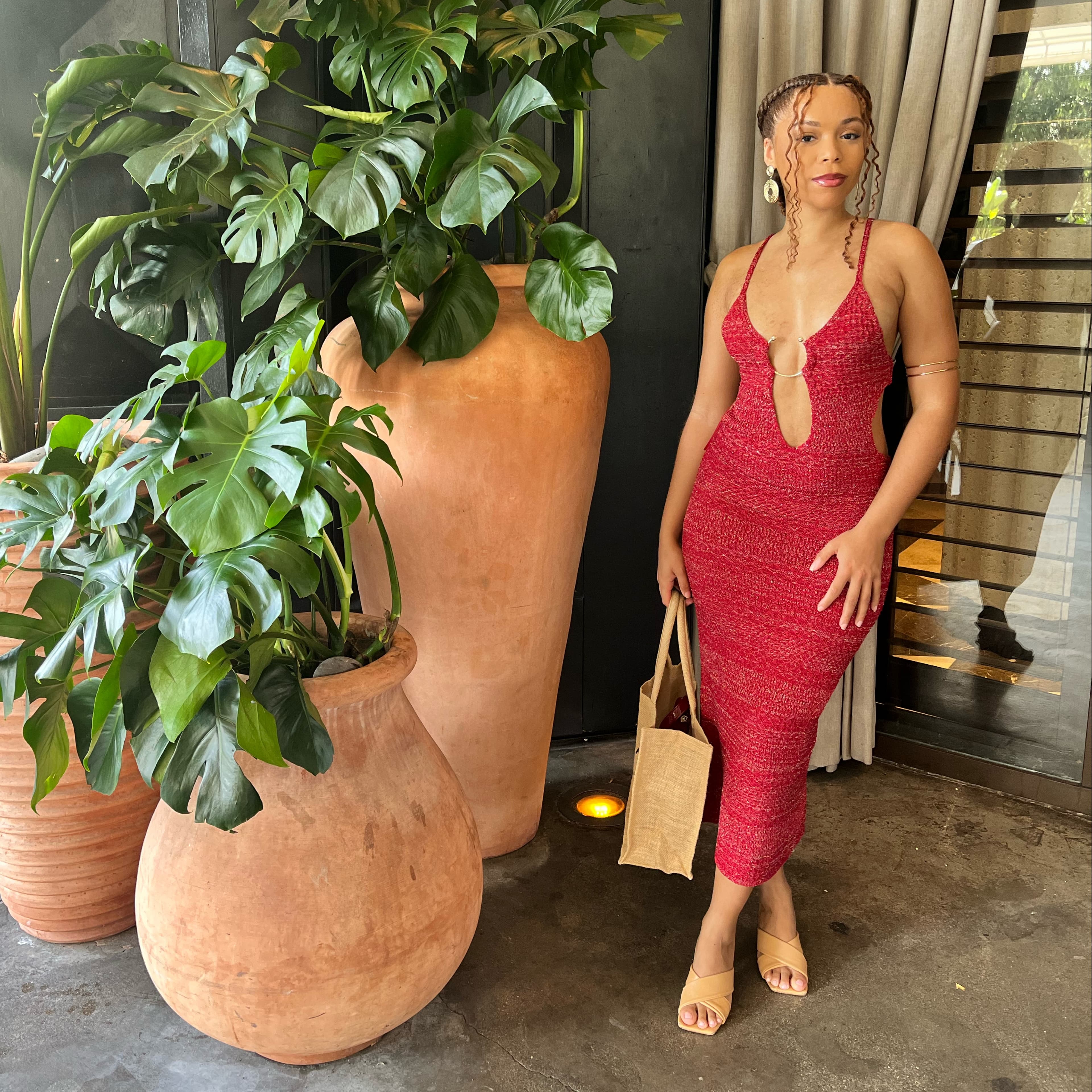 Zara Buckled Cut Out Knit Dress - Image 1