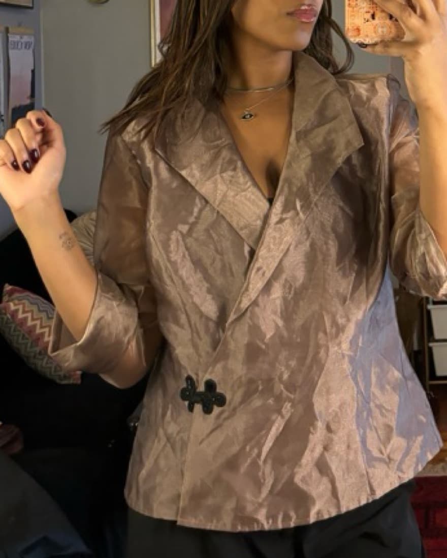 Chic Textured Mauve Blazer Jacket - Image 3