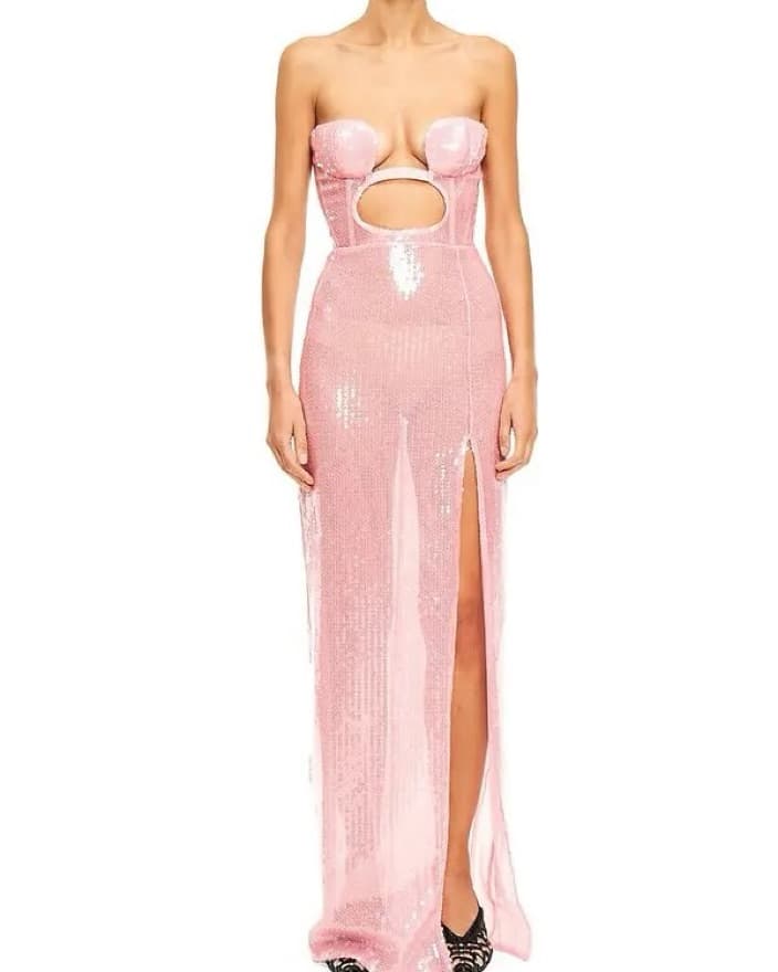 Nensi Dojaka Strapless Cutout Sequined - Image 3