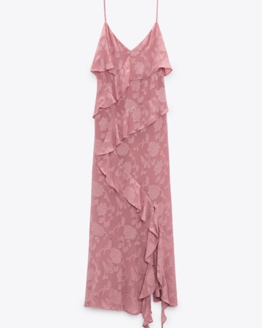 Zara Light Pink Ruffled Dress - Image 3