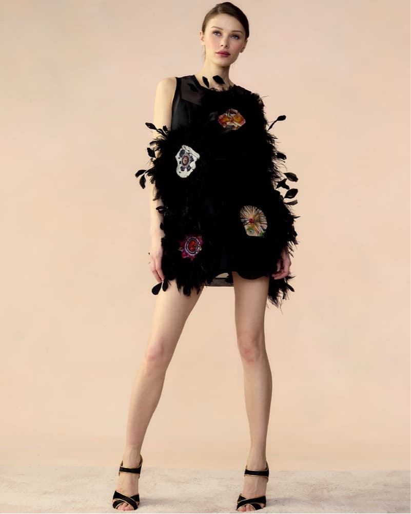 Cynthia Rowley Feather Black Dress - Image 4