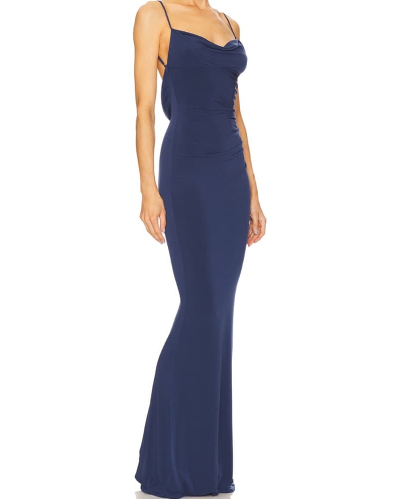 Elegant Navy Blue Formal Gown - Image 3