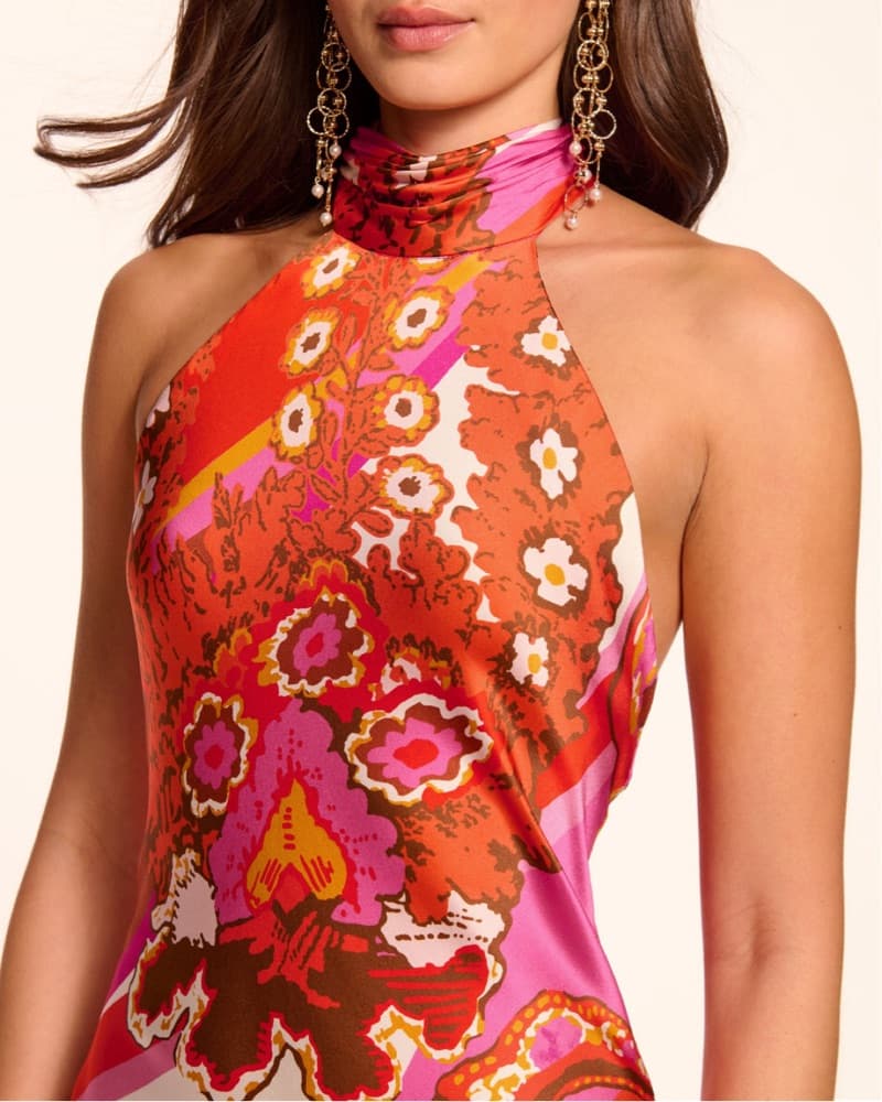 Tatiana Printed Silk Halter Gown - Image 4