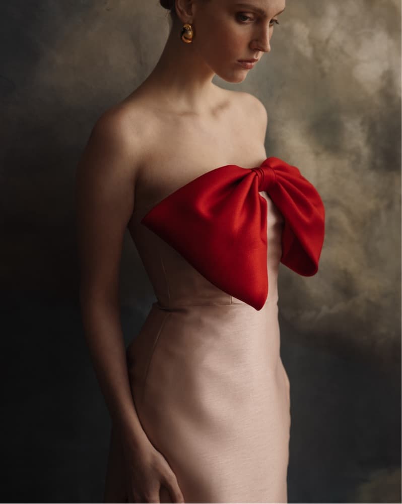 Vania Romoff Pink Silk Bow Dress - Image 2