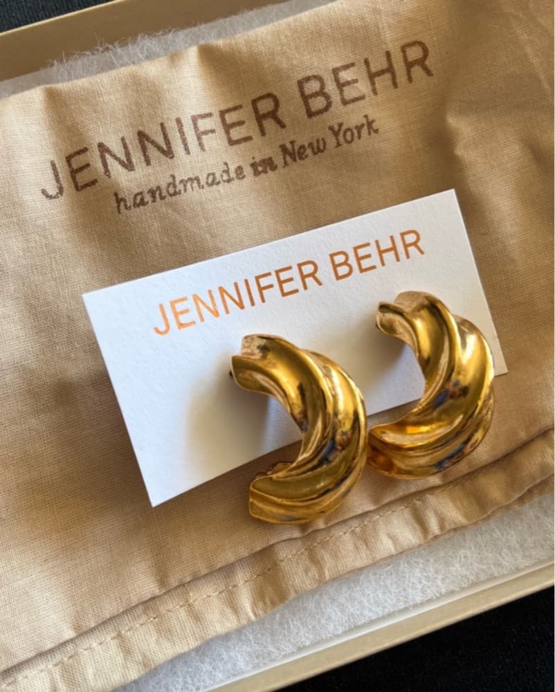 Jennifer Behr Gold Twisted Hoop Earrings - Image 5