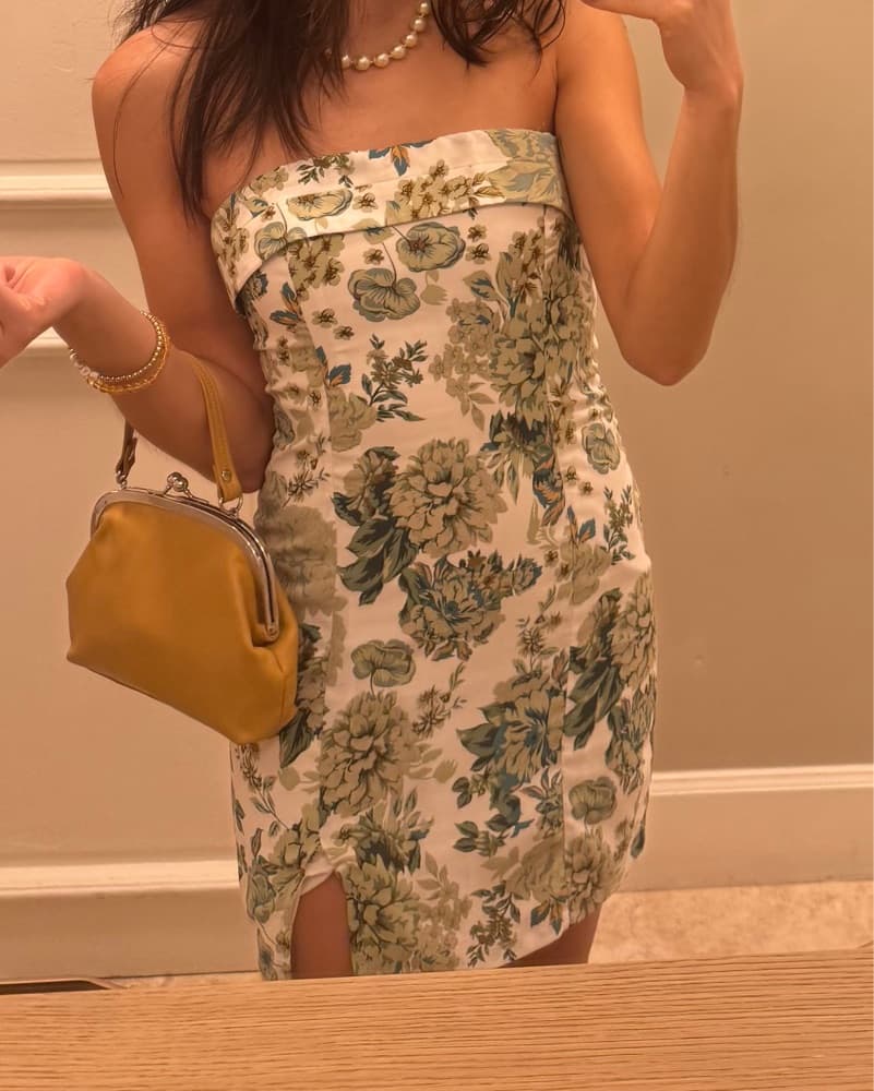 Green And White Floral Rose Spring Dress - Image 4