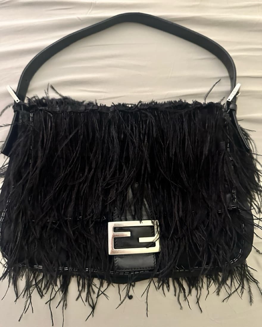 Fendi Baguette Bag w Ostrich Feathers - Image 1