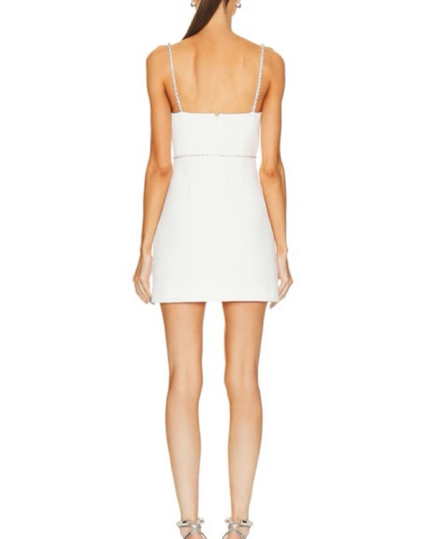 Self Portrait White Bow Mini Dress - Image 4
