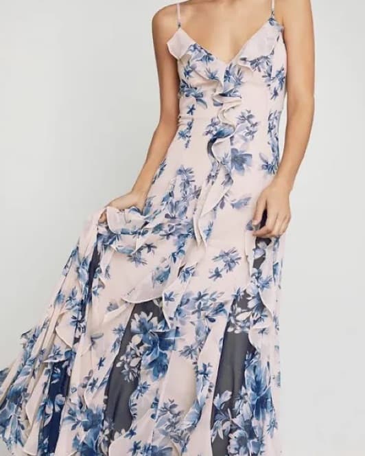 BCBGMAXAZRIA Floral Print Ruffled Dress - Image 2