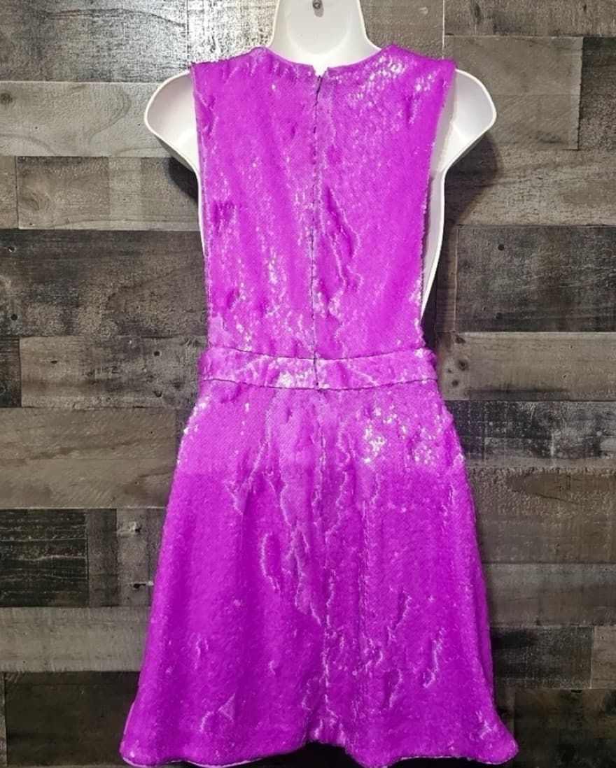 Pink Sequin Deep V Plunge Cocktail Dress - Image 6