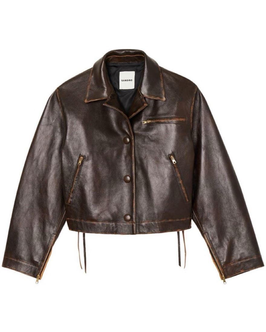 Sandro Women's Brown Distressed-effect L - Image 1