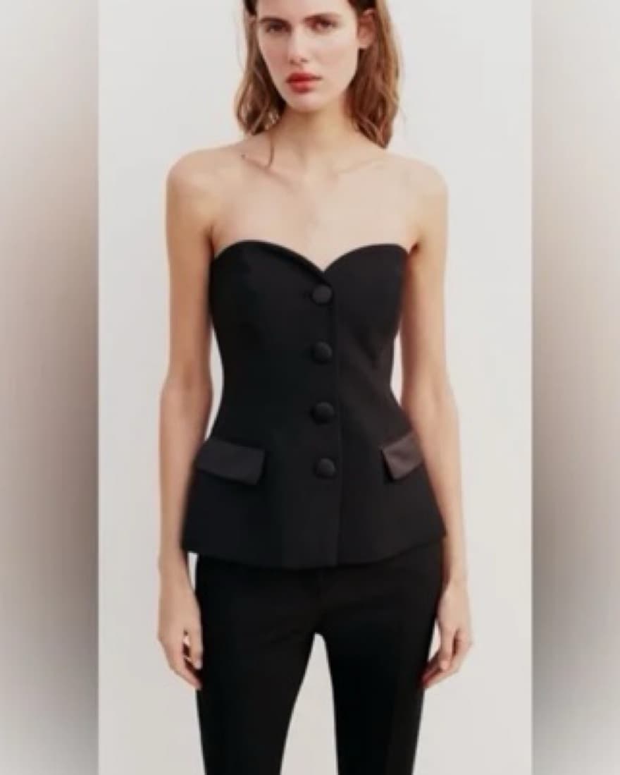 Satin Effect Strapless Top - Image 1