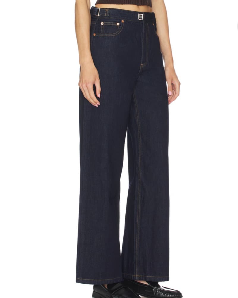 Wide-Leg Dark Wash Denim Jeans - Image 2