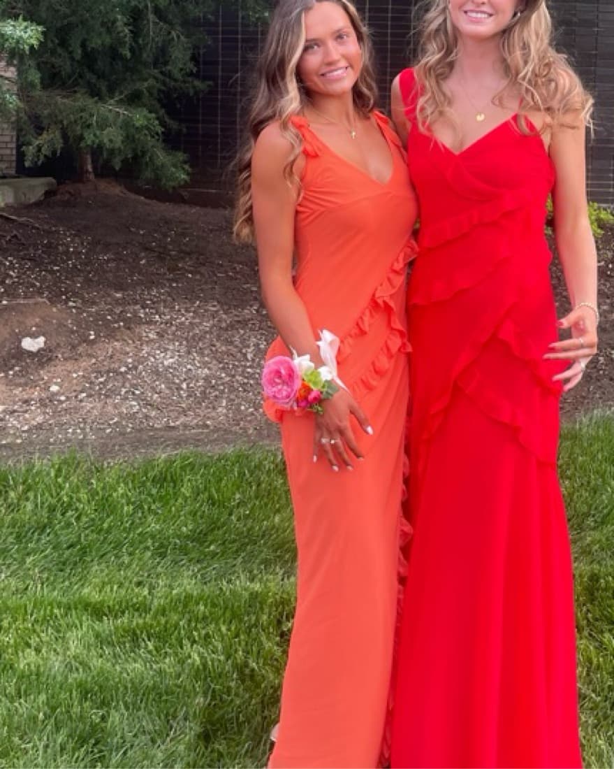 House Of CB Orange Ruffle Maxi Dress - Image 5