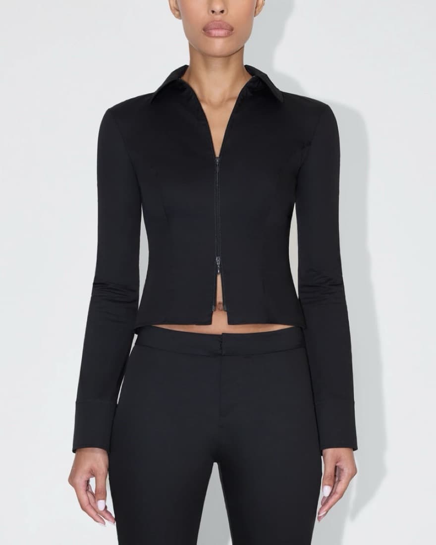 KHY  Black Zip Up Shirt - Image 2