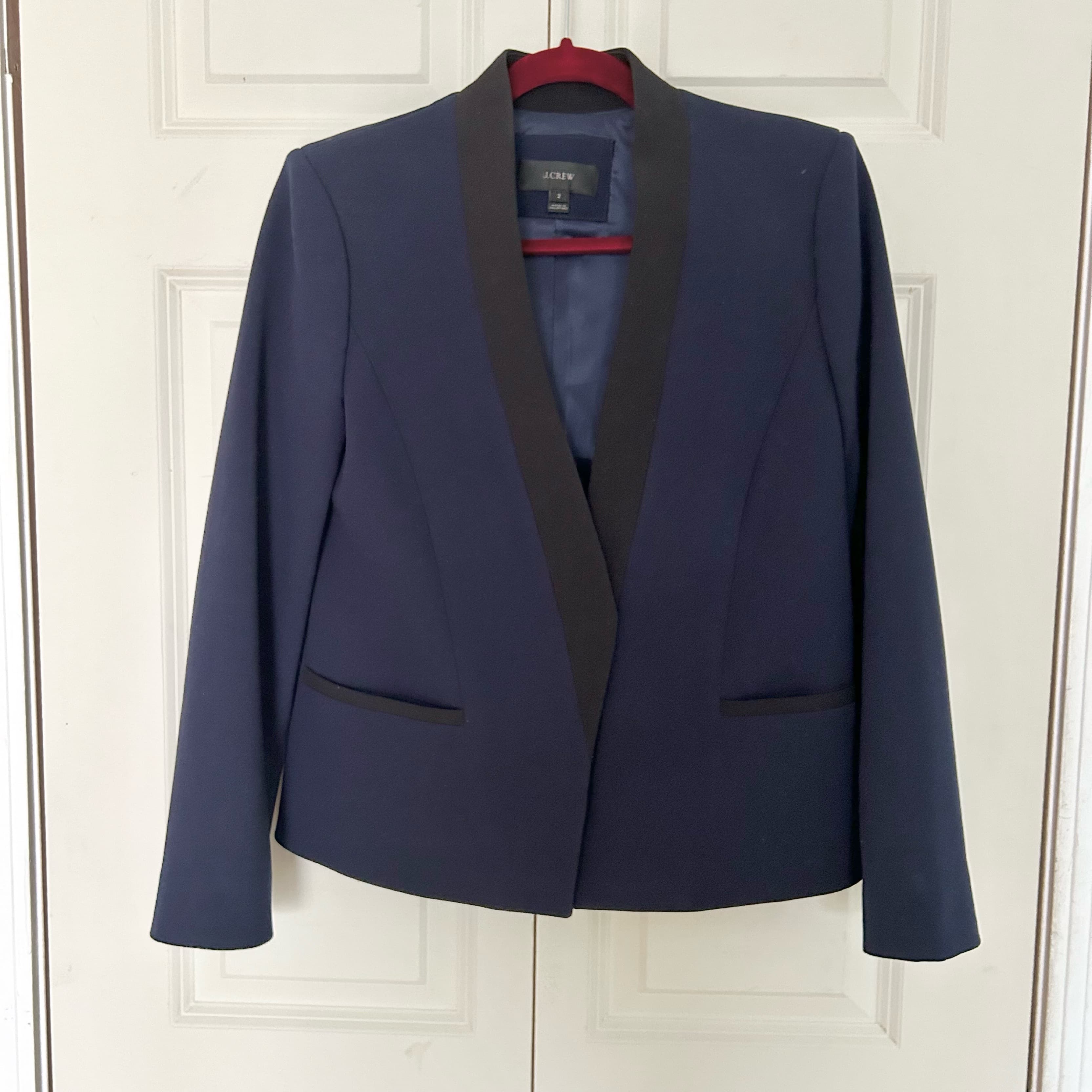 J. Crew navy blue and black crepe blazer - Image 2
