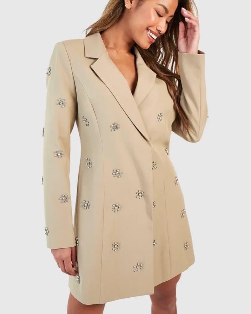 Boohoo Daisy Crystal Embellished Blazer - Image 1