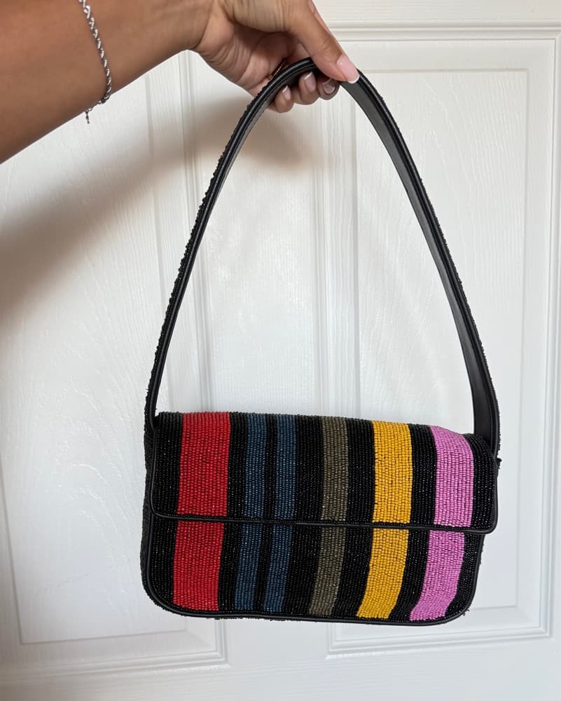 Staud: Tommy Beaded Mosaic Stipe Bag - Image 2
