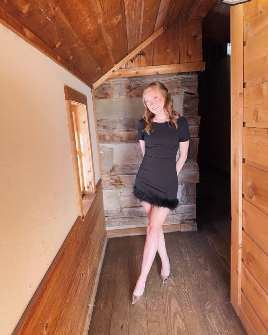 Lulus Black Backless Feather Dress - Image 3
