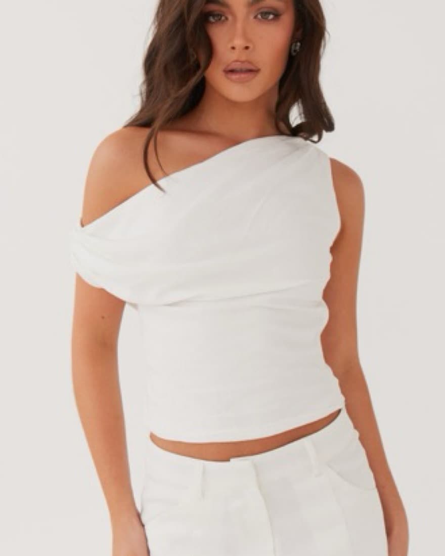Linen One Shoulder Top - Image 1