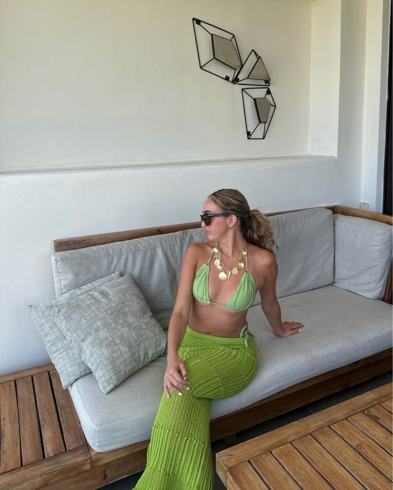 Green Knit Beach Cover up Set - Image 2