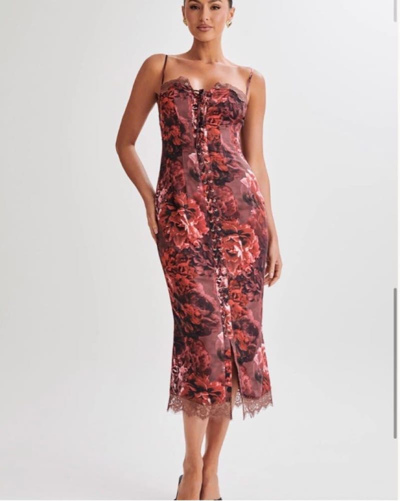 Meshki Makayla Midi Dress With Lace - Image 2