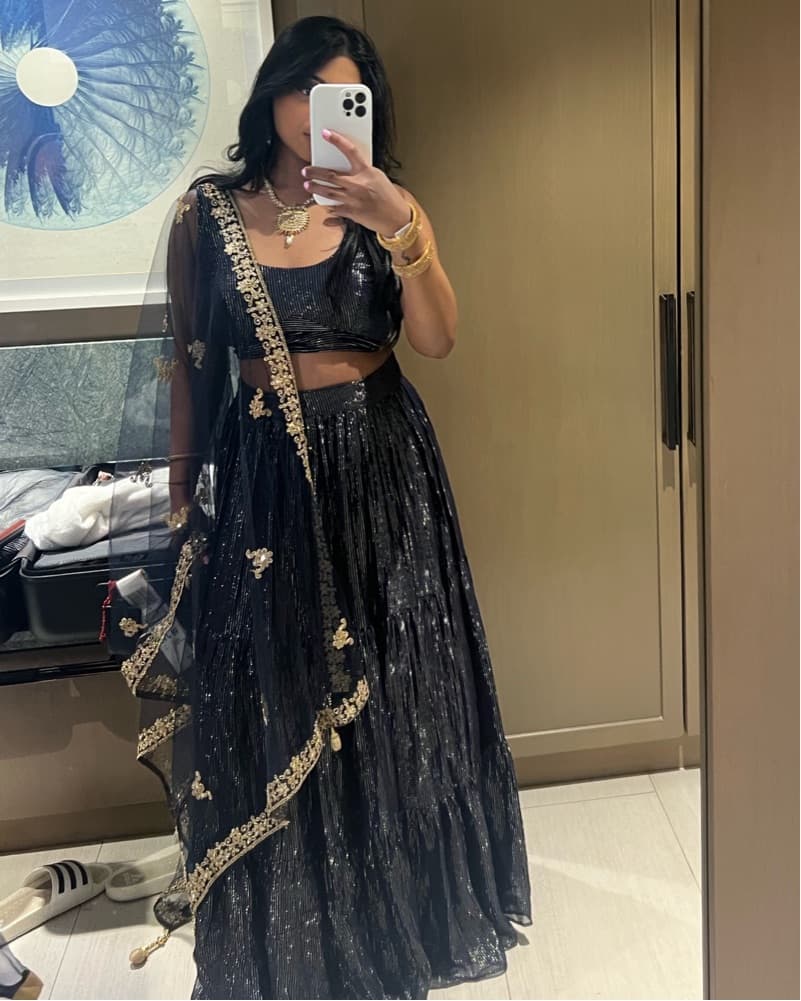 Monk & Mei - Midnight Blue Lehenga Set - Image 5