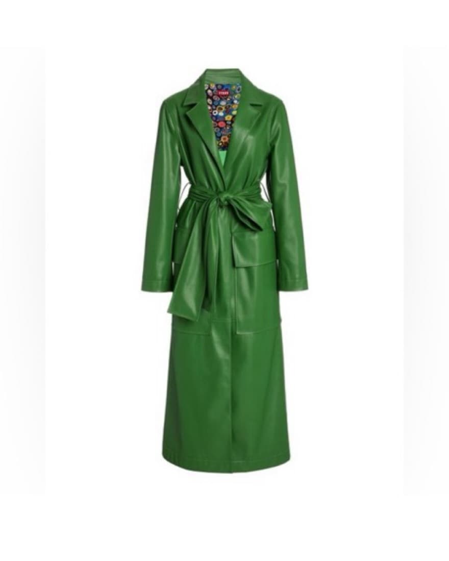 Staud Green Leather Coat - Image 1