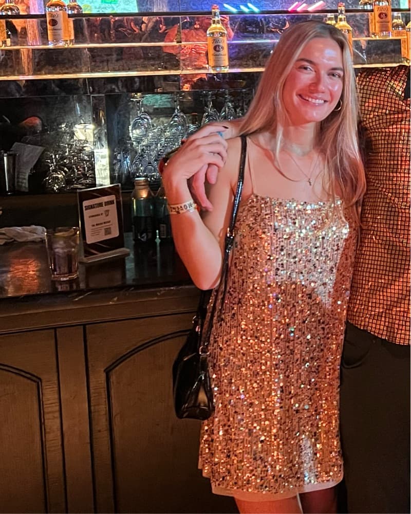 Free People Gold Sequin Mini Dress - Image 2