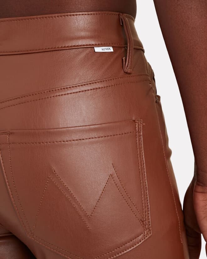 Mother Dazzler Faux Leather Pants Brown - Image 4