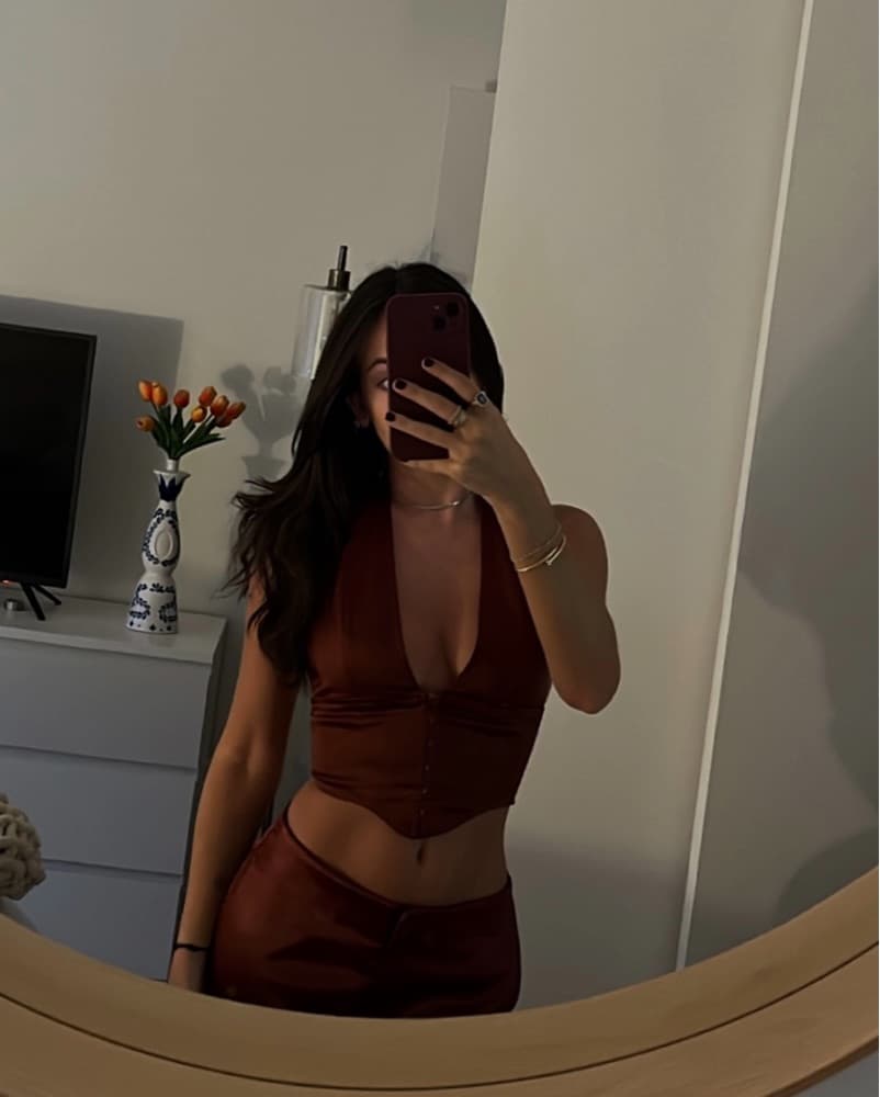 burgundy silk corset pants set  - Image 4