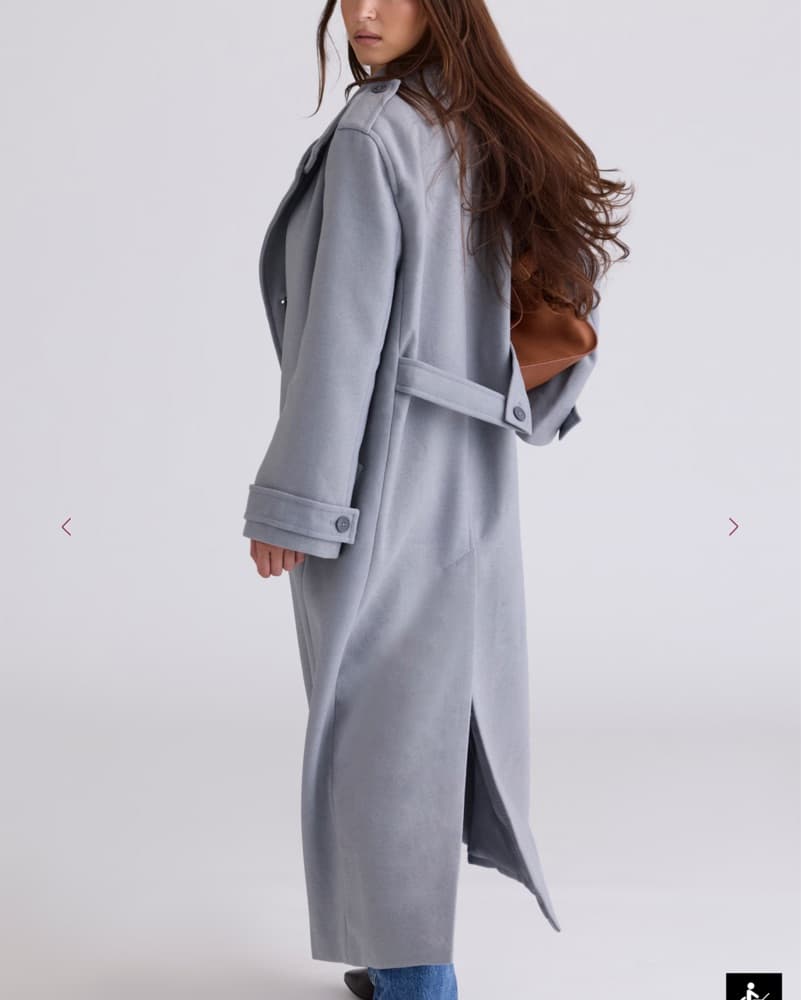 Grey Double Breasted Funnel Neck Coat - Image 3