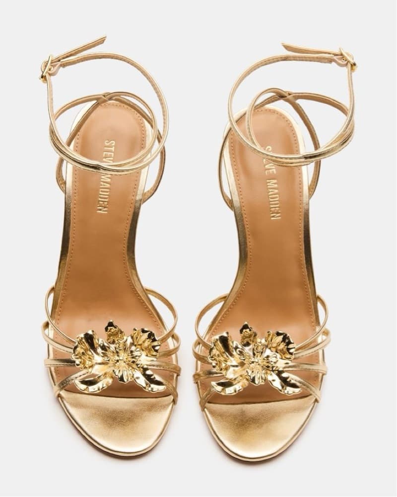 Women’s Swirl Strappy Heels Gold - Image 3