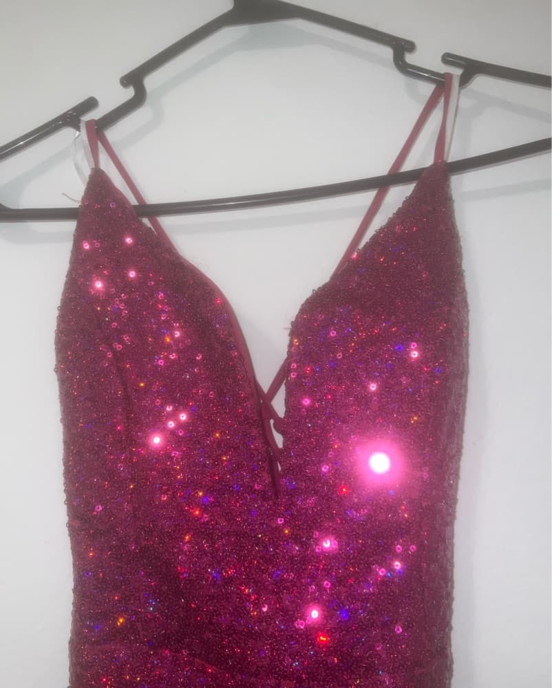 Stunning Fuchsia Sequin Gown - Image 4
